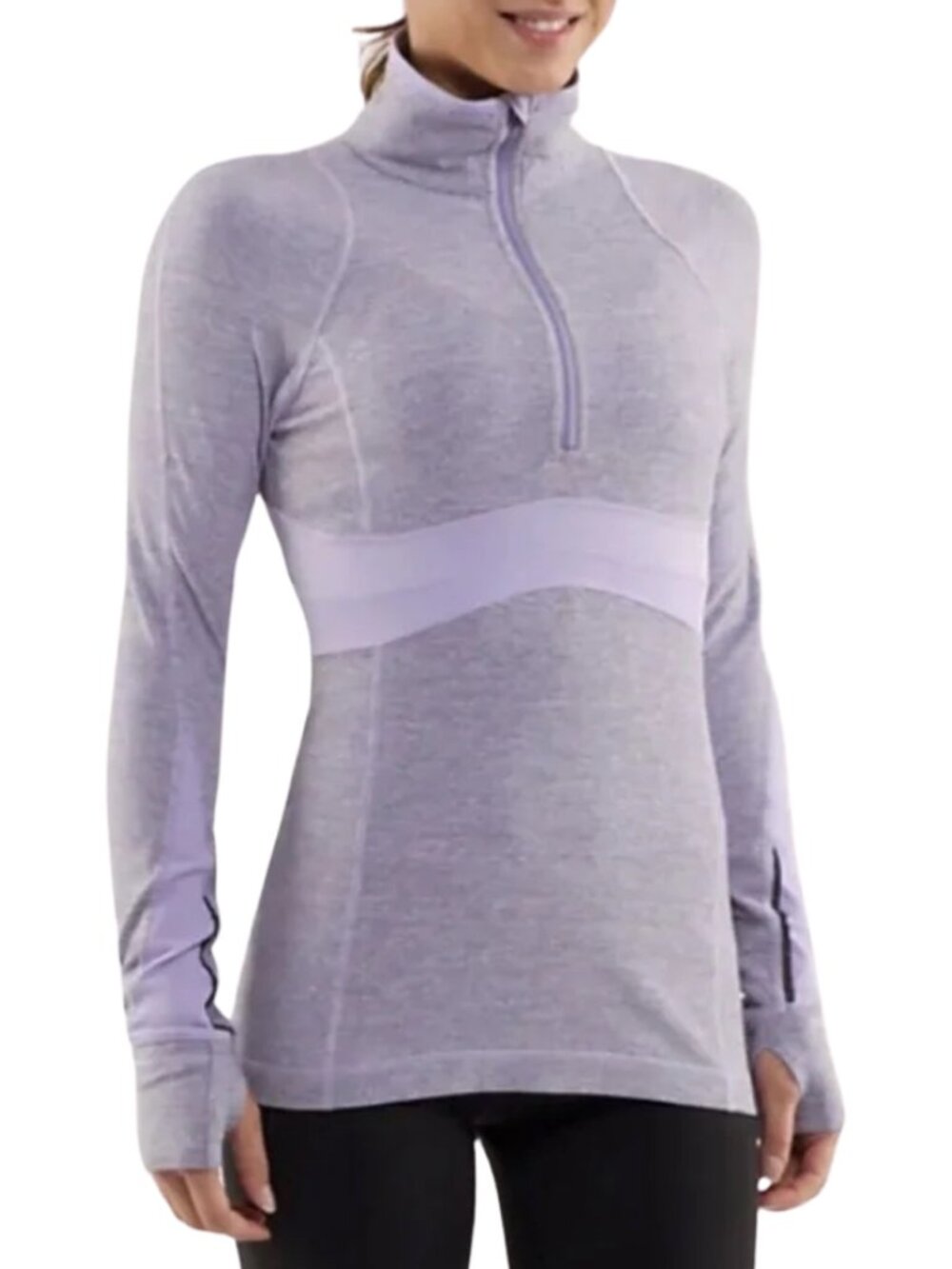 Lululemon Reflective Run Full Tilt Pullover Half Zip Top - 8 - Purple, Gray
